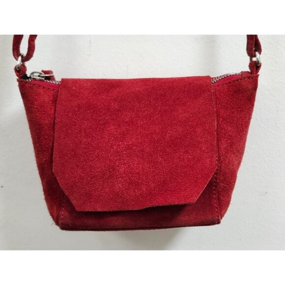 ASOS Red Suede Mini Crossbody Bag – Small Shoulder Purse - Picture 3 of 13
